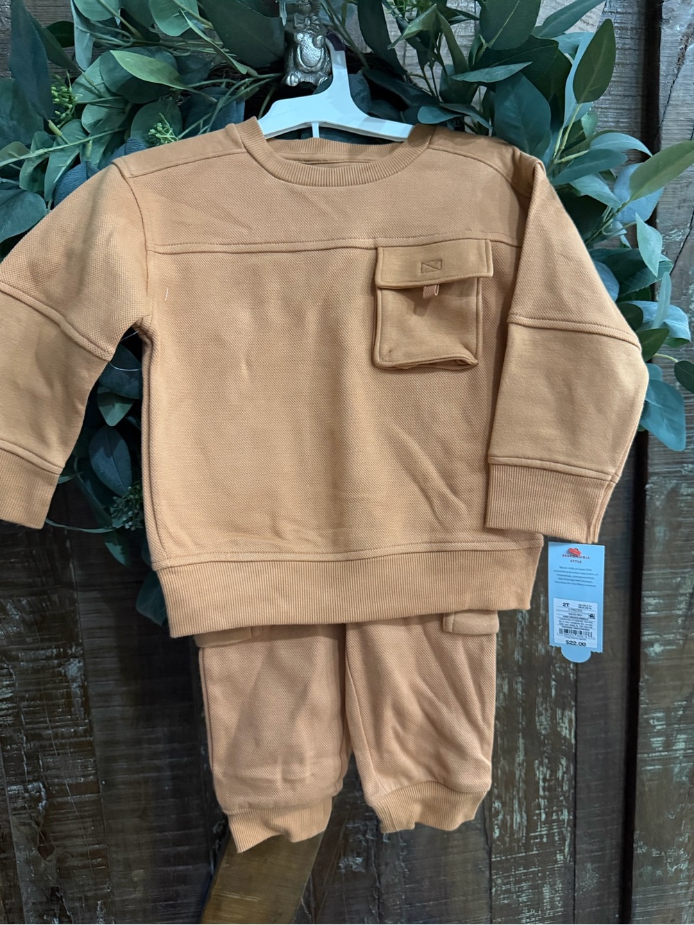Cat & Jack Camel Brown Pocket Sweatshirt & Jogger Set